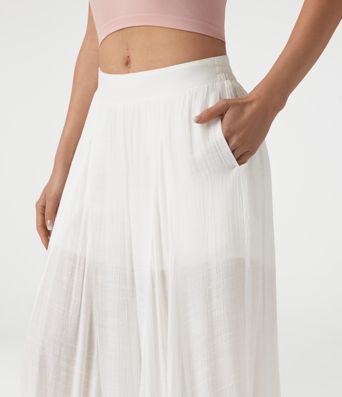 Mid Rise 2-in-1 Flowy Baggy Pants with Pockets