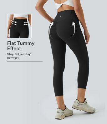 Capri-Leggings mit hoher Taille und seitlichen Taschen