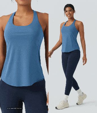 Halara UltraSculpt™ Round Neck Crisscross Back Running Tank Tops DD-F Cups