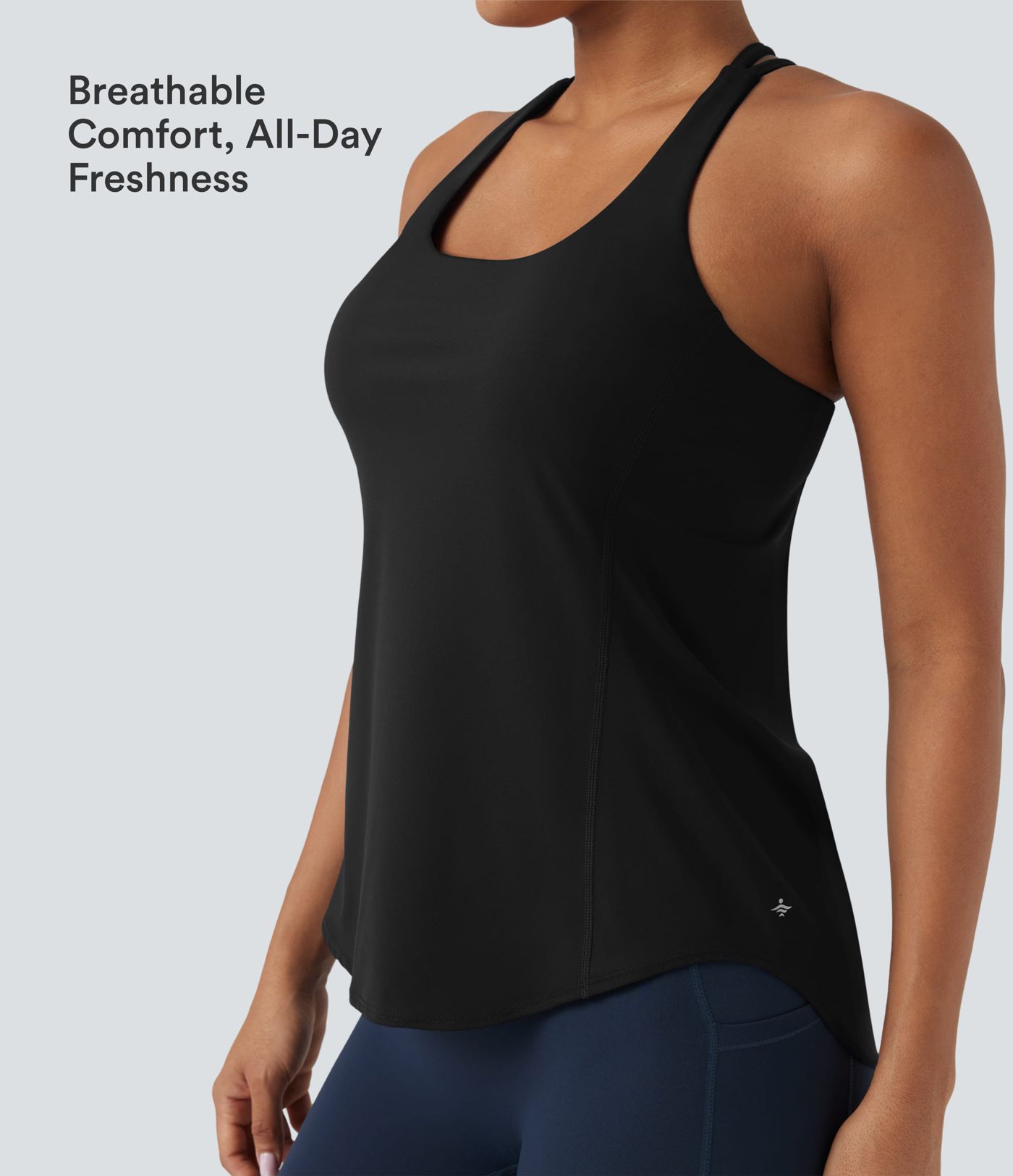 Halara UltraSculpt™ Round Neck Crisscross Back Running Tank Tops DD-F Cups