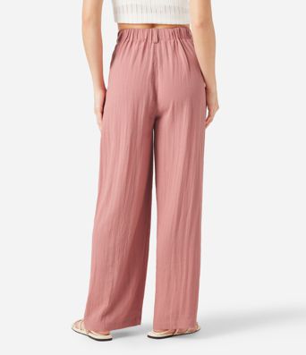 Pantalon palazzo taille haute à poches — jambe large, fluide, uni, effet lin, décontracté Pantalon palazzo taille haute à poches — jambe large, fluide, uni, effet lin, décontracté