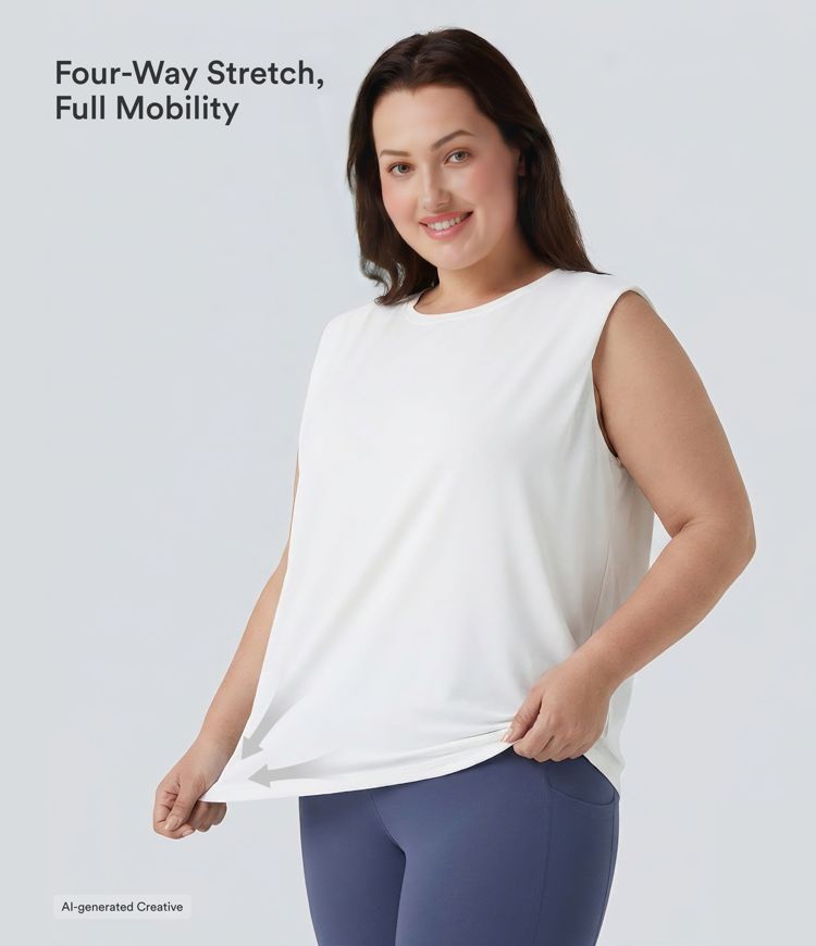Débardeur de yoga grande taille à encolure ronde InstantCool - UPF50+