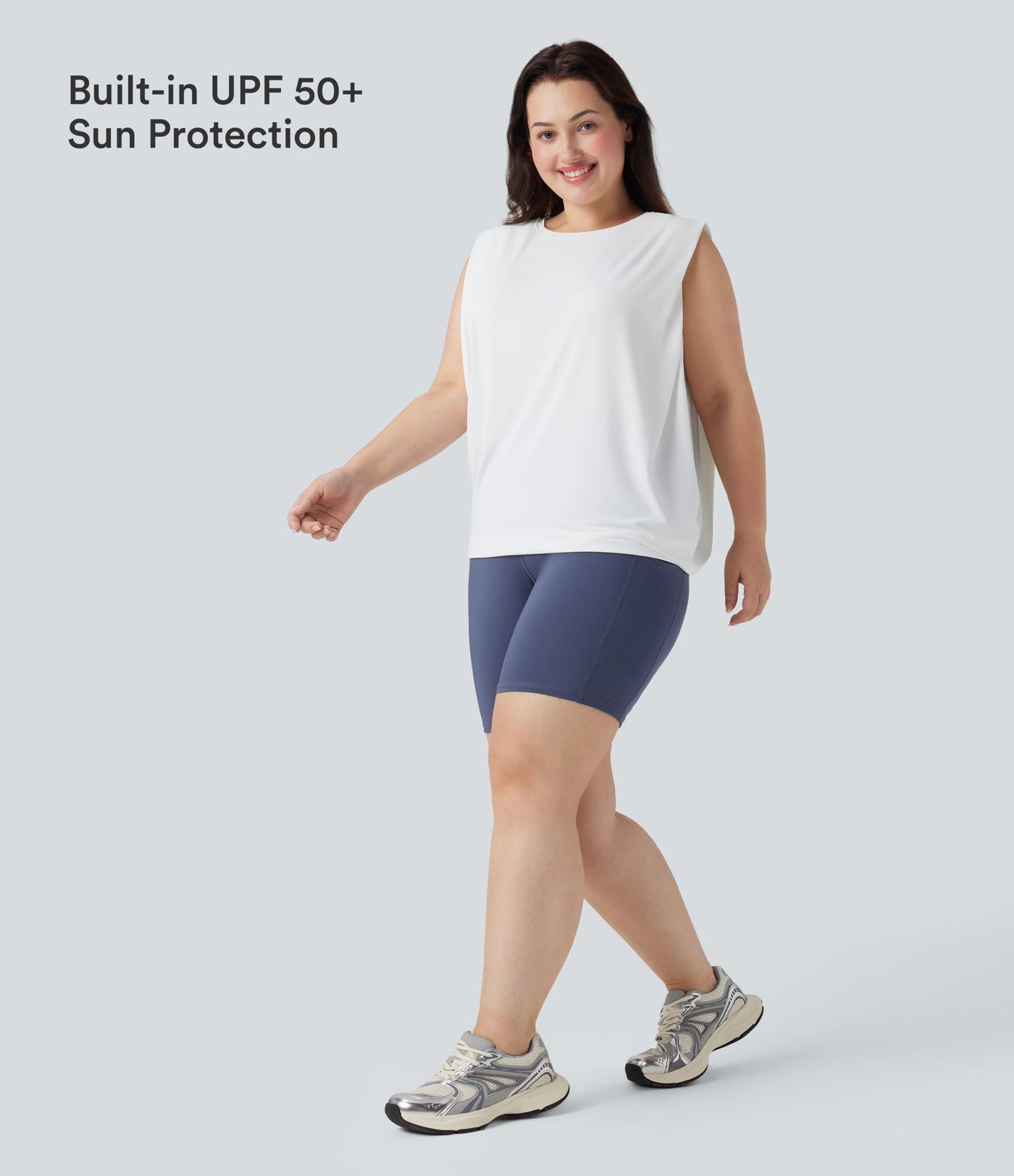 Débardeur de yoga grande taille à encolure ronde InstantCool - UPF50+