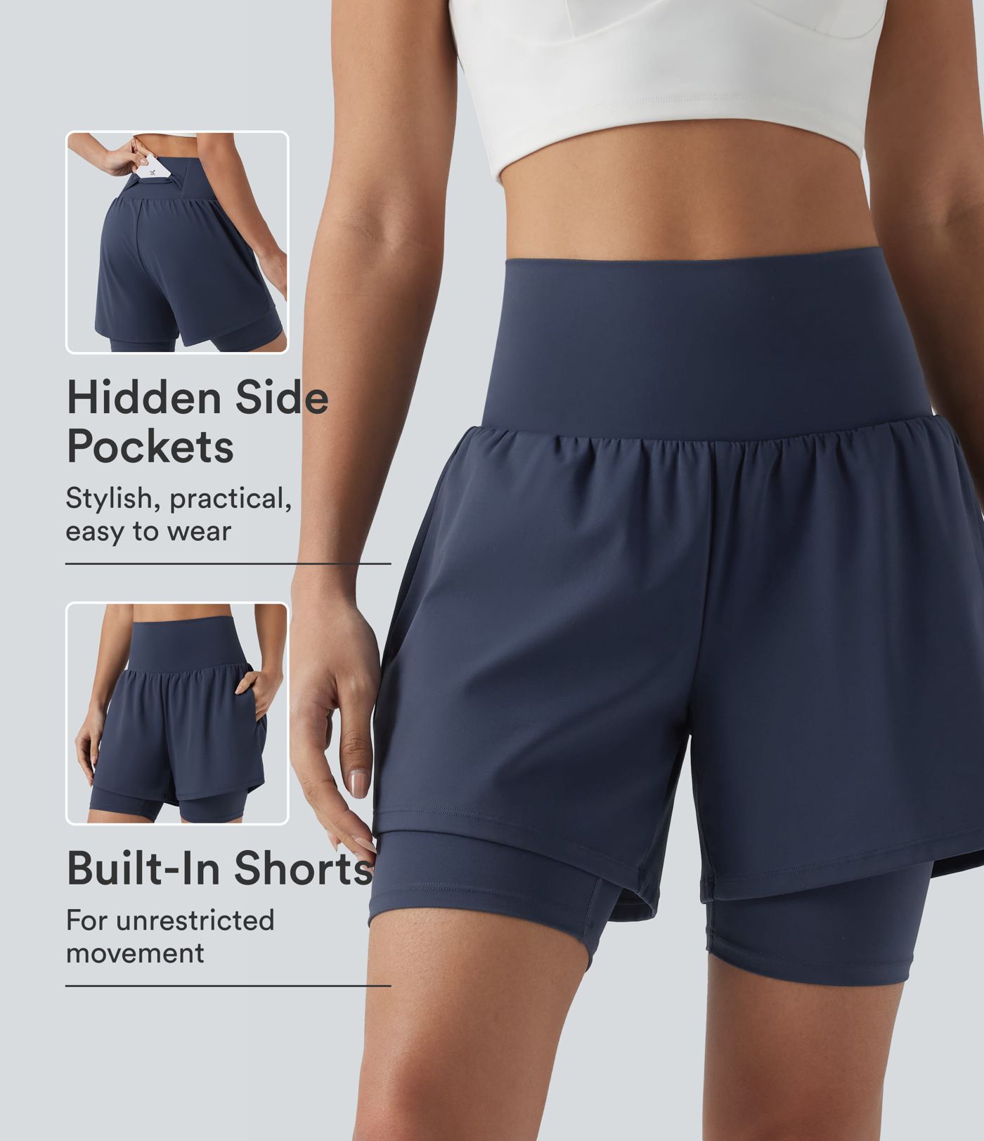 SoftlyZero™ Airy Super High Waisted 2-in-1 InstantCool Yoga Shorts 7'' with Pockets SoftlyZero™ Airy Super High Waisted 2-in-1 InstantCool Yoga Shorts 7'' with Pockets