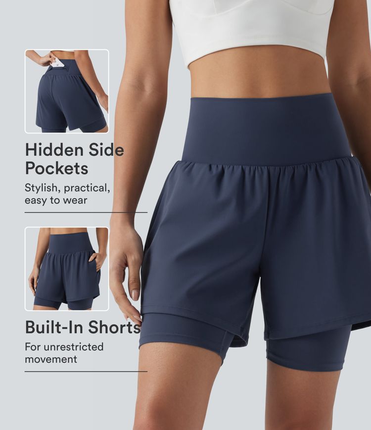 SoftlyZero™ Airy Super High Waisted 2-in-1 InstantCool Yoga Shorts 7'' with Pockets SoftlyZero™ Airy Super High Waisted 2-in-1 InstantCool Yoga Shorts 7'' with Pockets