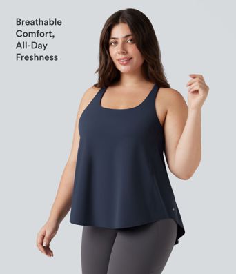 Plus Size Halara UltraSculpt™ Round Neck Curved Hem Running Tank Top