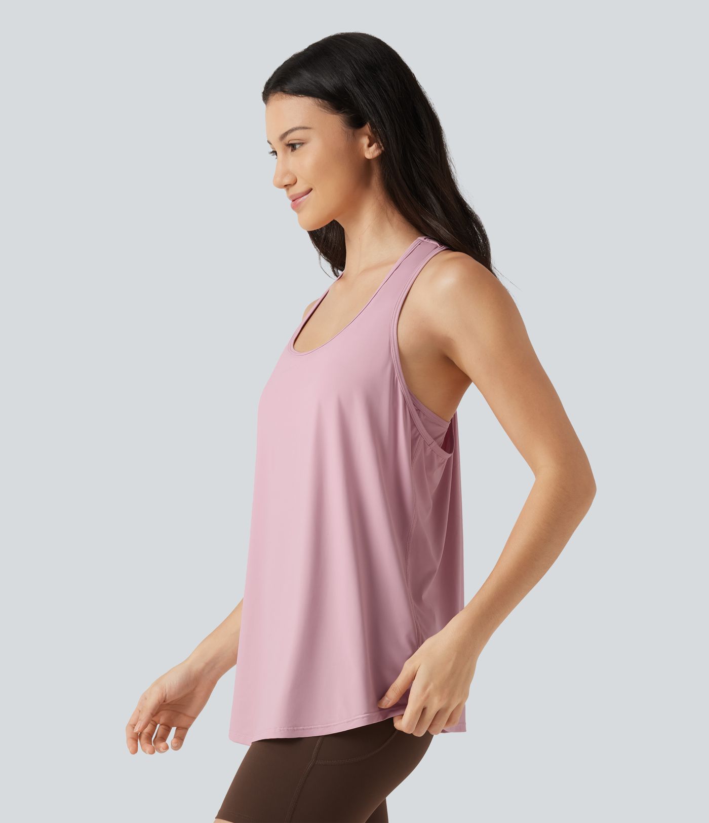 U Neck Built-in Bra Racerback InstantCool Casual Tank Top-UPF50+