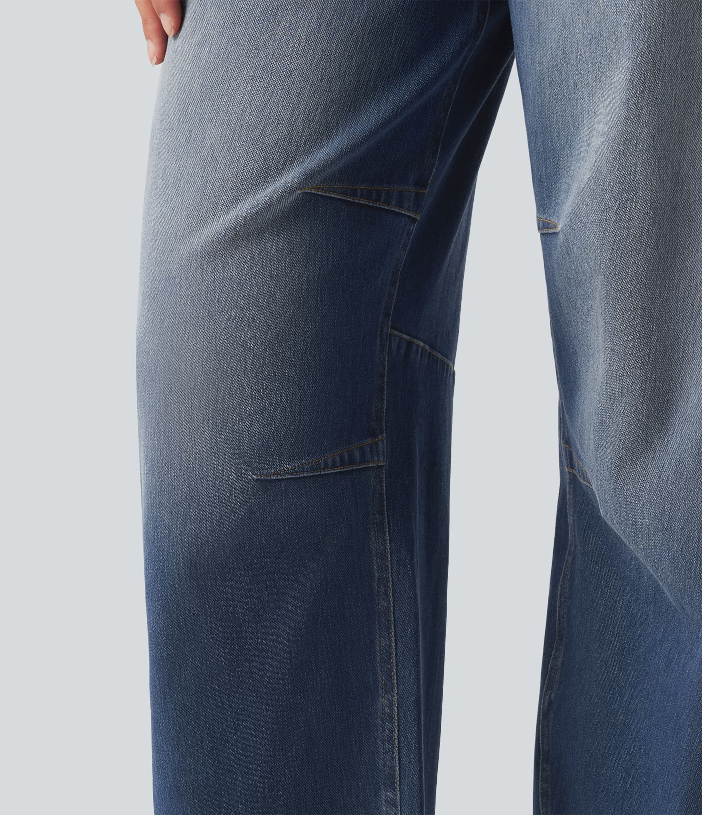 Halara Flex™ Mid Rise Drawstring Barrel Leg Casual Jeans with Pockets Halara Flex™ Mid Rise Drawstring Barrel Leg Casual Jeans with Pockets