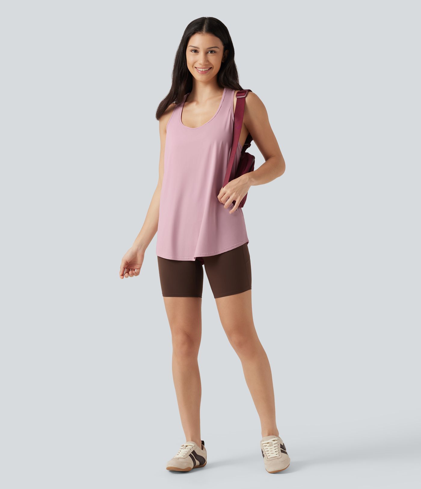 U Neck Built-in Bra Racerback InstantCool Casual Tank Top-UPF50+