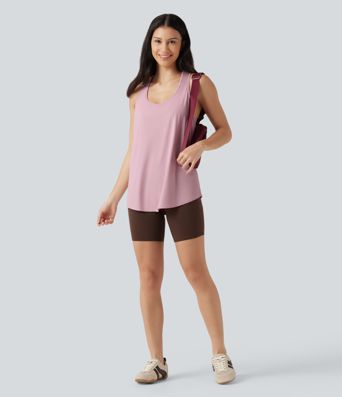 U Neck Built-in Bra Racerback InstantCool Casual Tank Top-UPF50+