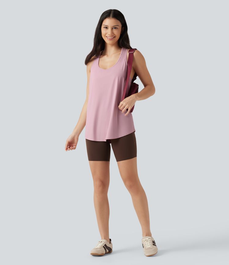U Neck Built-in Bra Racerback InstantCool Casual Tank Top-UPF50+