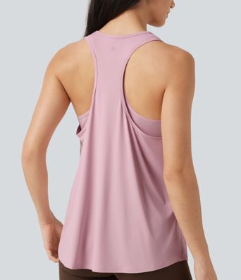 U Neck Built-in Bra Racerback InstantCool Casual Tank Top-UPF50+