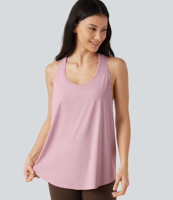 U Neck Built-in Bra Racerback InstantCool Casual Tank Top-UPF50+