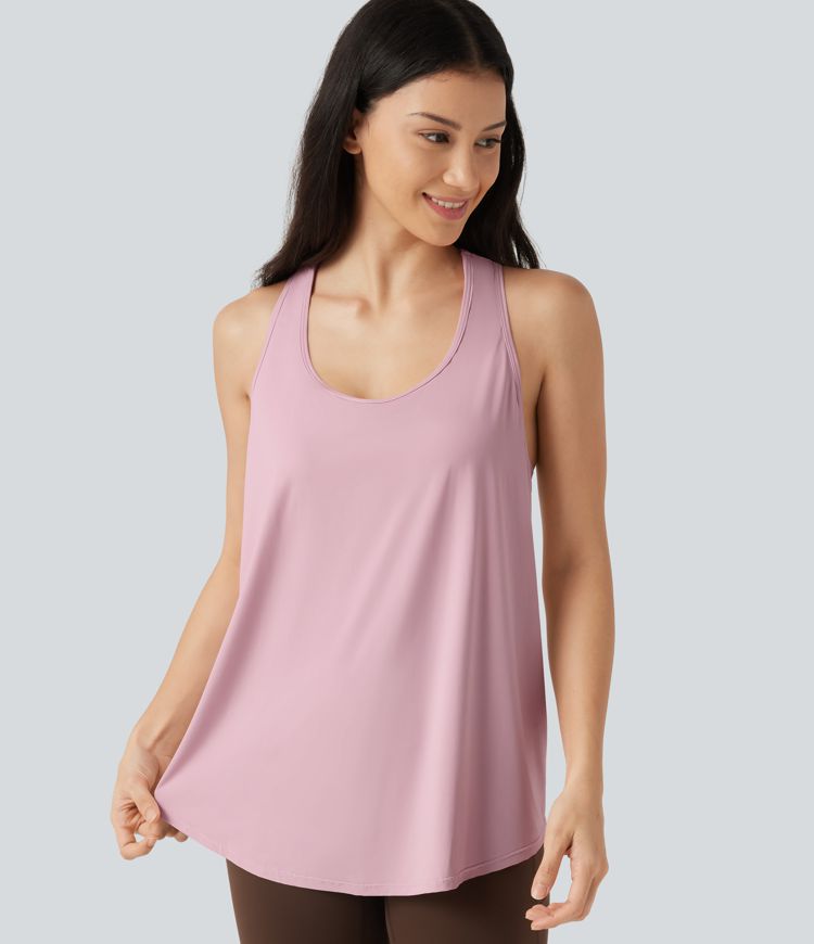 U Neck Built-in Bra Racerback InstantCool Casual Tank Top-UPF50+