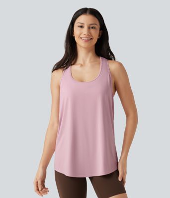 U Neck Built-in Bra Racerback InstantCool Casual Tank Top-UPF50+