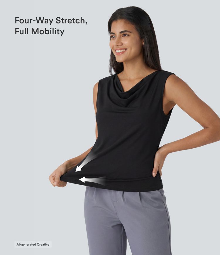 Cowl Neck Sleeveless Work Blouse