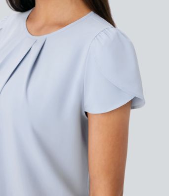 Breezeful™ Top de travail à séchage rapide — encolure ronde, manches courtes, dos avec ouverture en forme de goutte