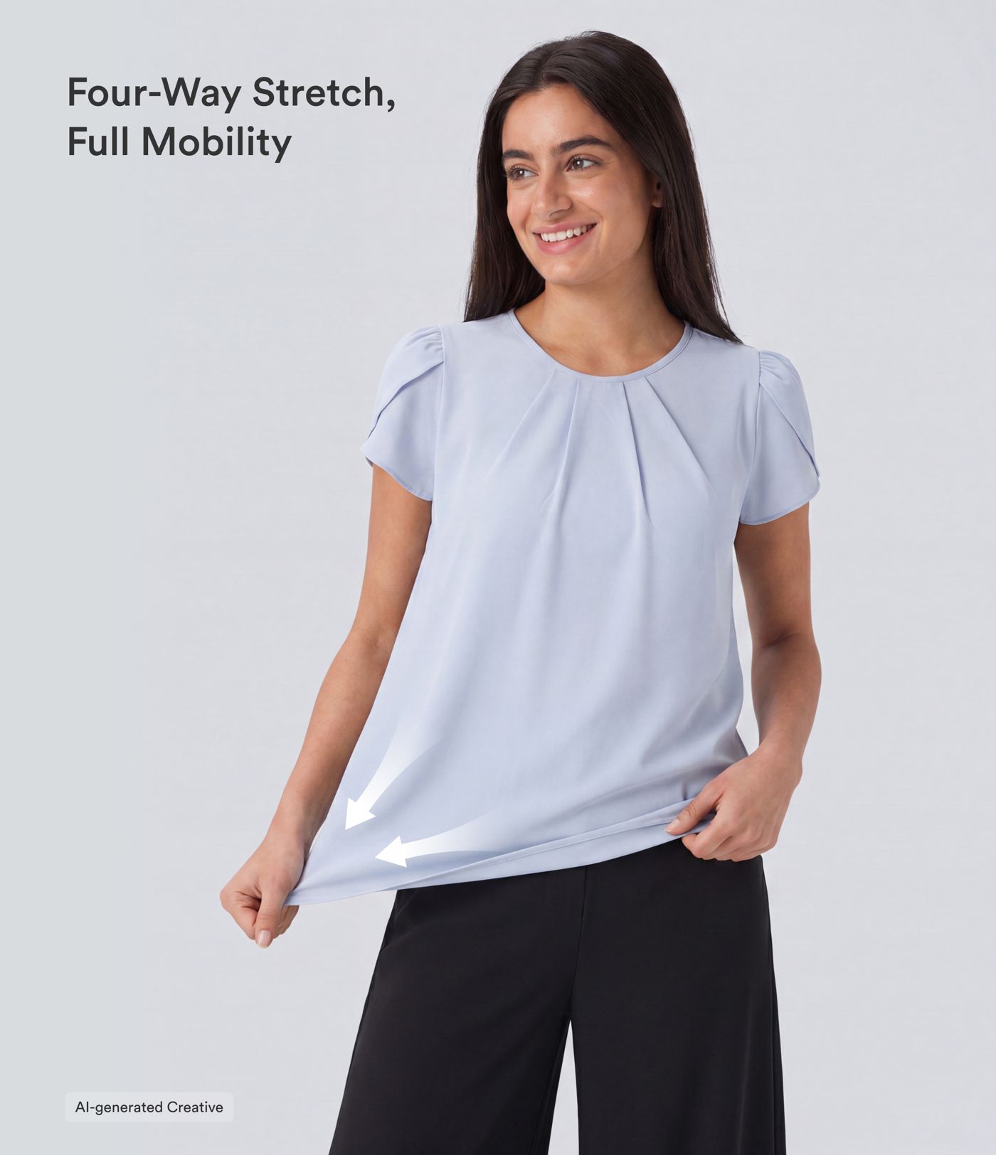 Breezeful™ Top de travail à séchage rapide — encolure ronde, manches courtes, dos avec ouverture en forme de goutte