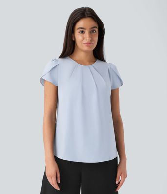 Breezeful™ Top de travail à séchage rapide — encolure ronde, manches courtes, dos avec ouverture en forme de goutte
