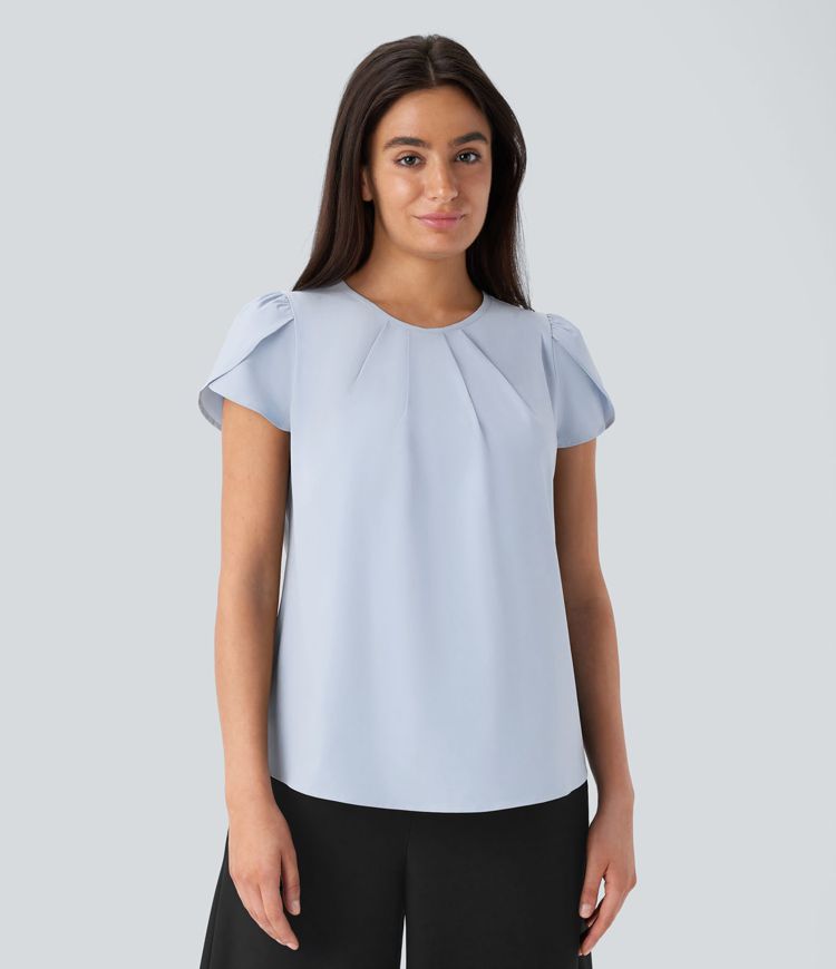 Breezeful™ Top de travail à séchage rapide — encolure ronde, manches courtes, dos avec ouverture en forme de goutte