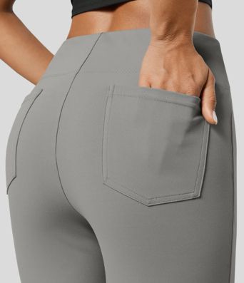 Halara Flex™ hoch geschnittene Arbeitshose mit Gesäßtasche und leicht ausgestelltem Bein Halara Flex™ hoch geschnittene Arbeitshose mit Gesäßtasche und leicht ausgestelltem Bein