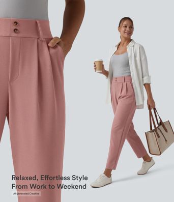 Halara Flex™ High Waisted Tapered Waffle Work Pants with Pockets
