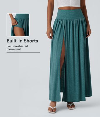 High Waisted 2-in-1 Flowy Maxi Casual Skirt High Waisted 2-in-1 Flowy Maxi Casual Skirt