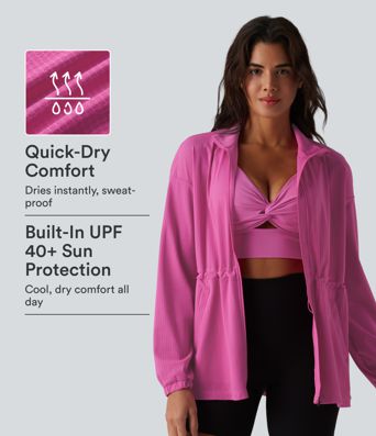 Veste sport manches longues séchage rapide à cordon de serrage intérieur - UPF40+ Veste sport manches longues séchage rapide à cordon de serrage intérieur - UPF40+