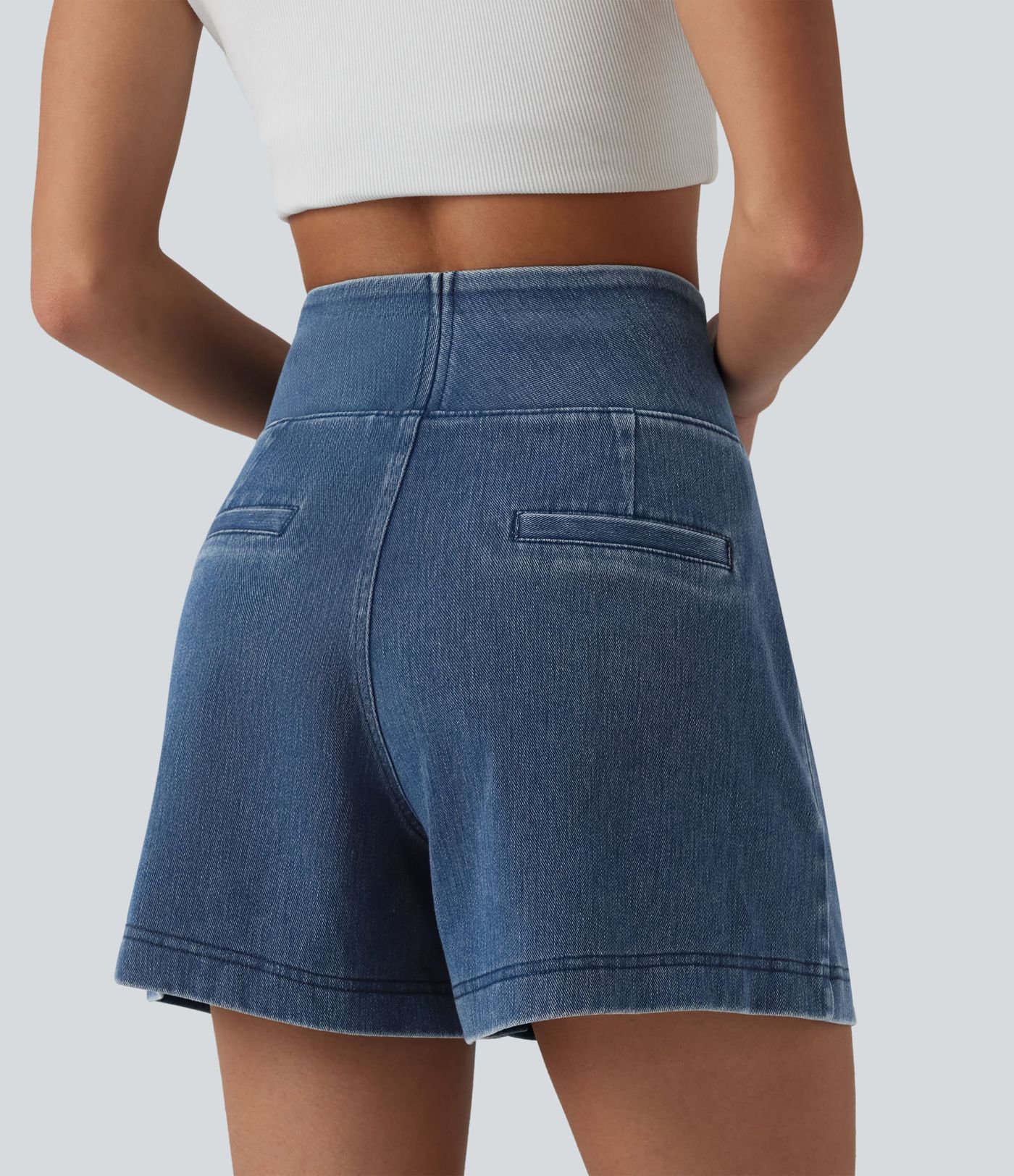 Halara Flex™ High Waisted Denim Casual Baggy Shorts 4'' with Pockets Halara Flex™ High Waisted Denim Casual Baggy Shorts 4'' with Pockets