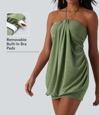 Halter Tie Back Built-in Bra Bodycon Micro Mini Dress Halter Tie Back Built-in Bra Bodycon Micro Mini Dress