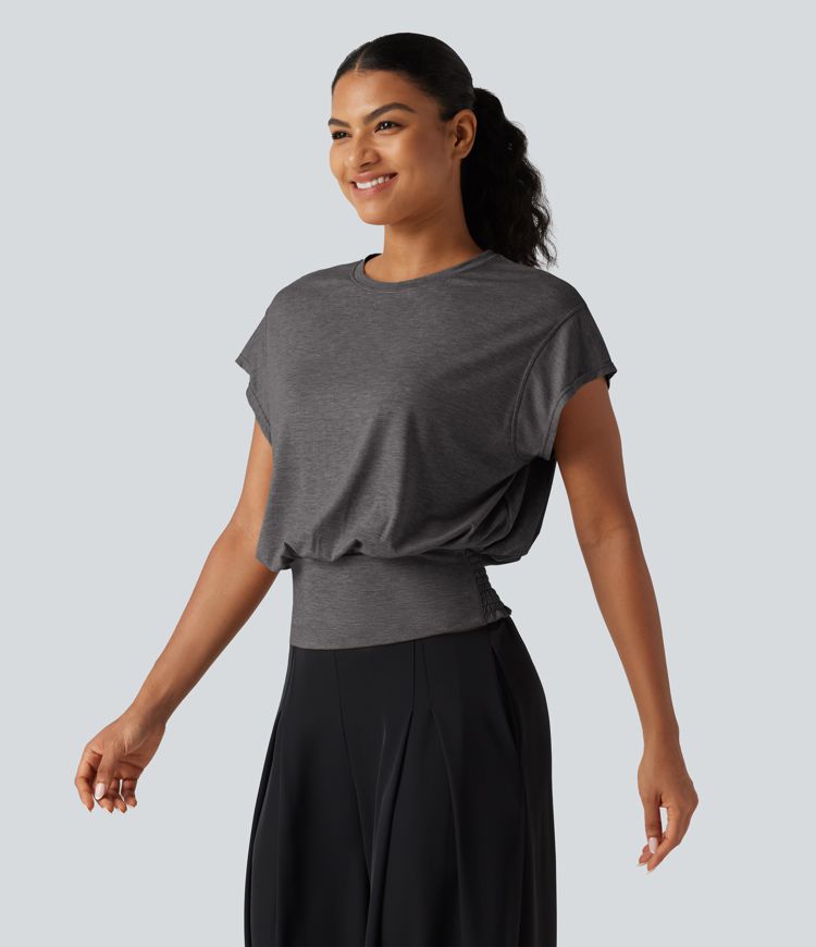 Round Neck Short Sleeve Ruched Casual T-Shirt Round Neck Short Sleeve Ruched Casual T-Shirt