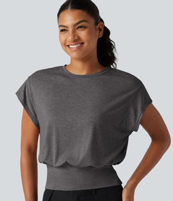 Round Neck Short Sleeve Ruched Casual T-Shirt Round Neck Short Sleeve Ruched Casual T-Shirt