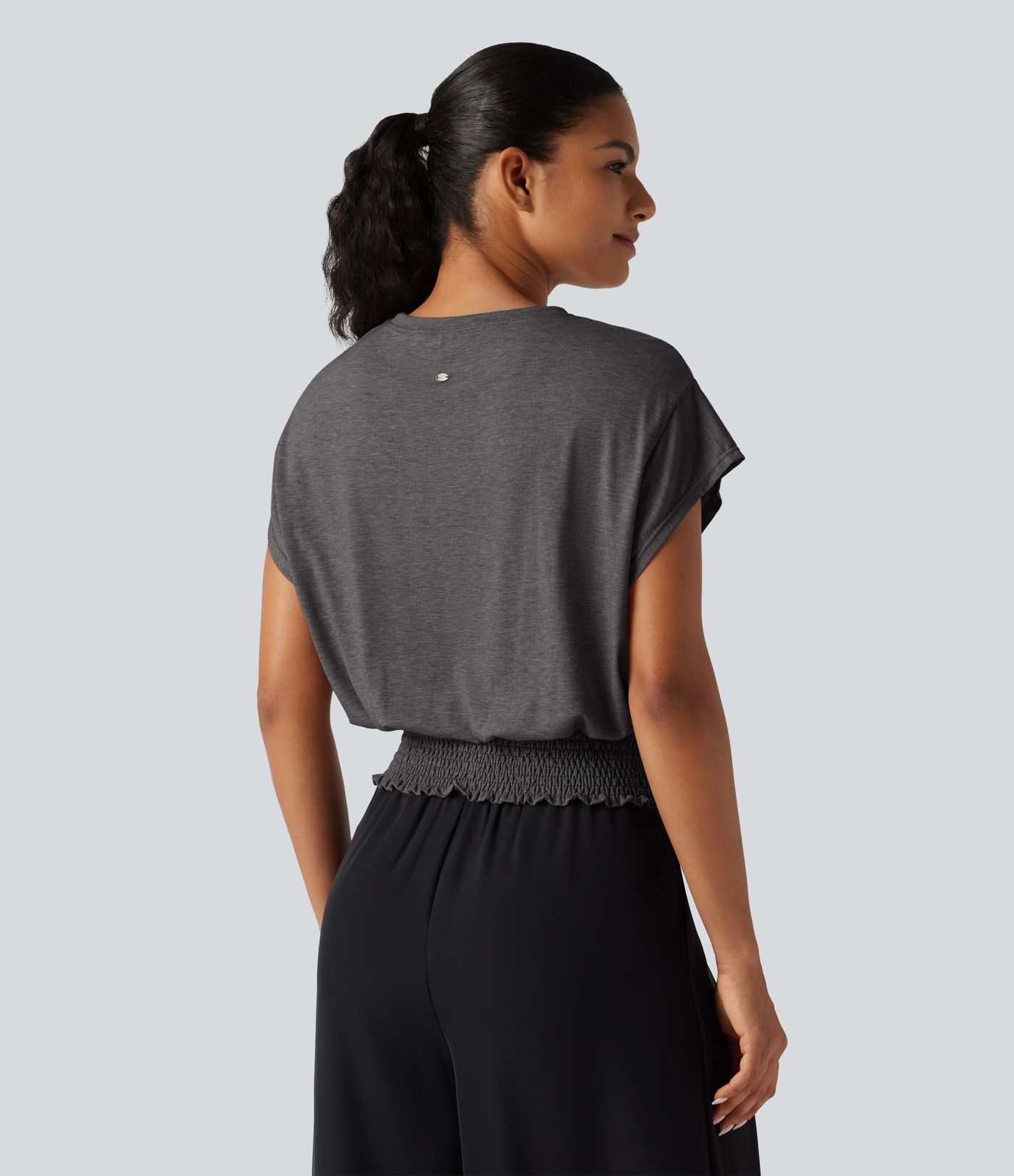 Round Neck Short Sleeve Ruched Casual T-Shirt Round Neck Short Sleeve Ruched Casual T-Shirt