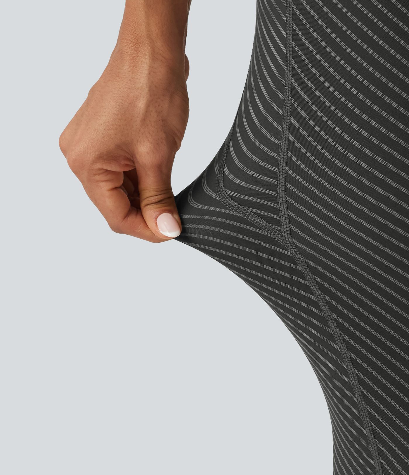 High Waisted Drawstring Twill Stripe Yoga Leggings with Pockets High Waisted Drawstring Twill Stripe Yoga Leggings with Pockets