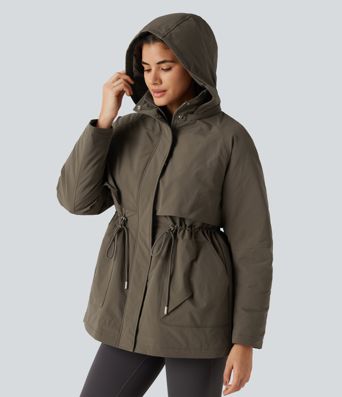 Hooded Long Sleeve Casual Padded Jacket with Pockets