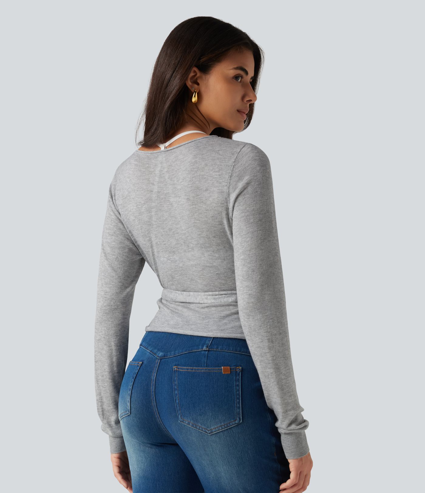 Long Sleeve Tie Side Casual Cardigan