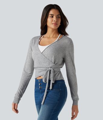 Long Sleeve Tie Side Casual Cardigan