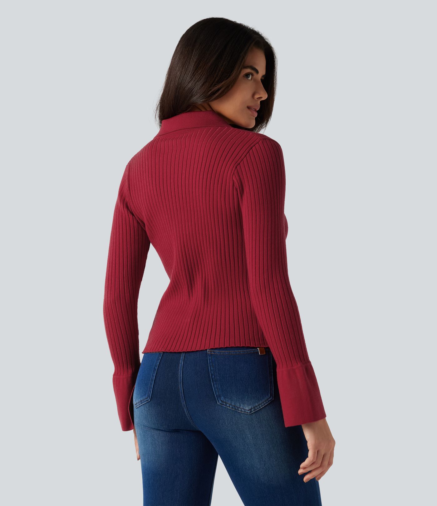 V Neck Long Sleeve Work Cardigan