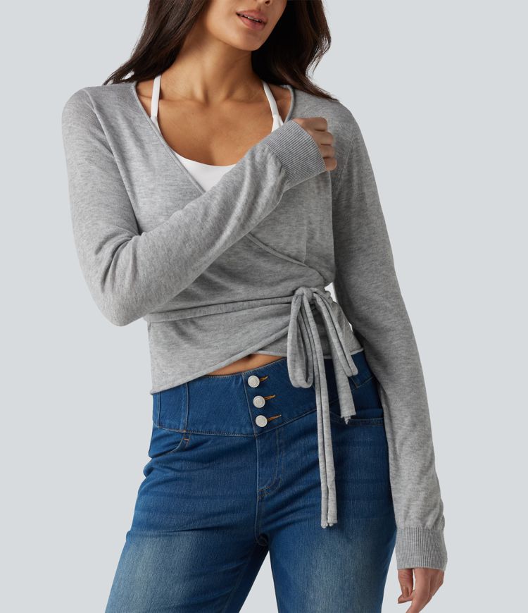 Long Sleeve Tie Side Casual Cardigan