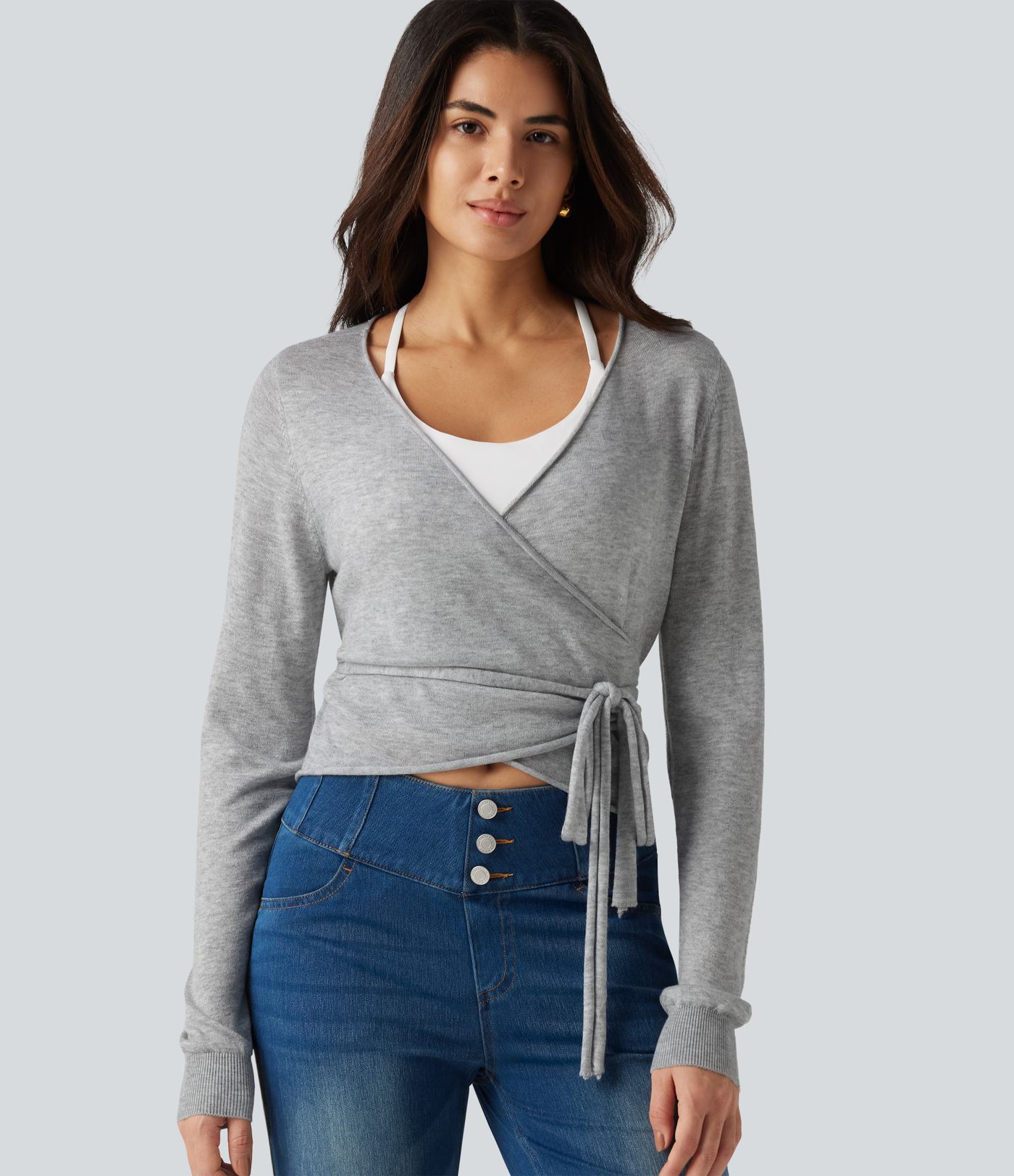 Long Sleeve Tie Side Casual Cardigan