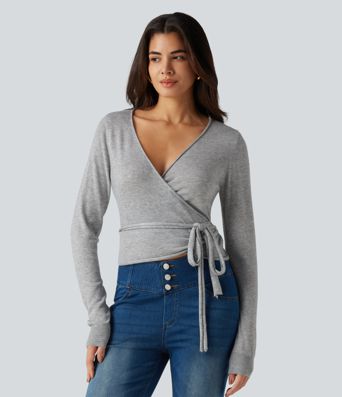 Long Sleeve Tie Side Casual Cardigan