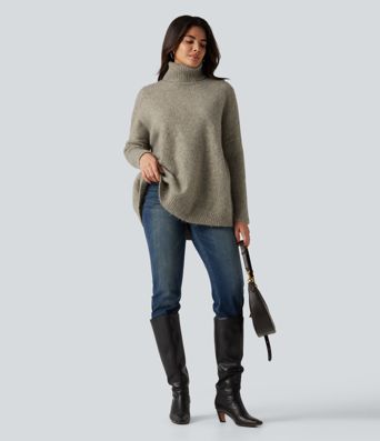 High Neck Long Sleeve Oversized Casual Sweater
