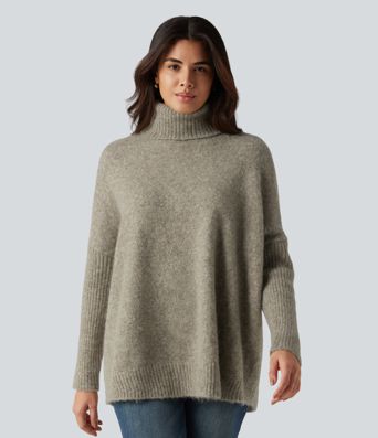 High Neck Long Sleeve Oversized Casual Sweater
