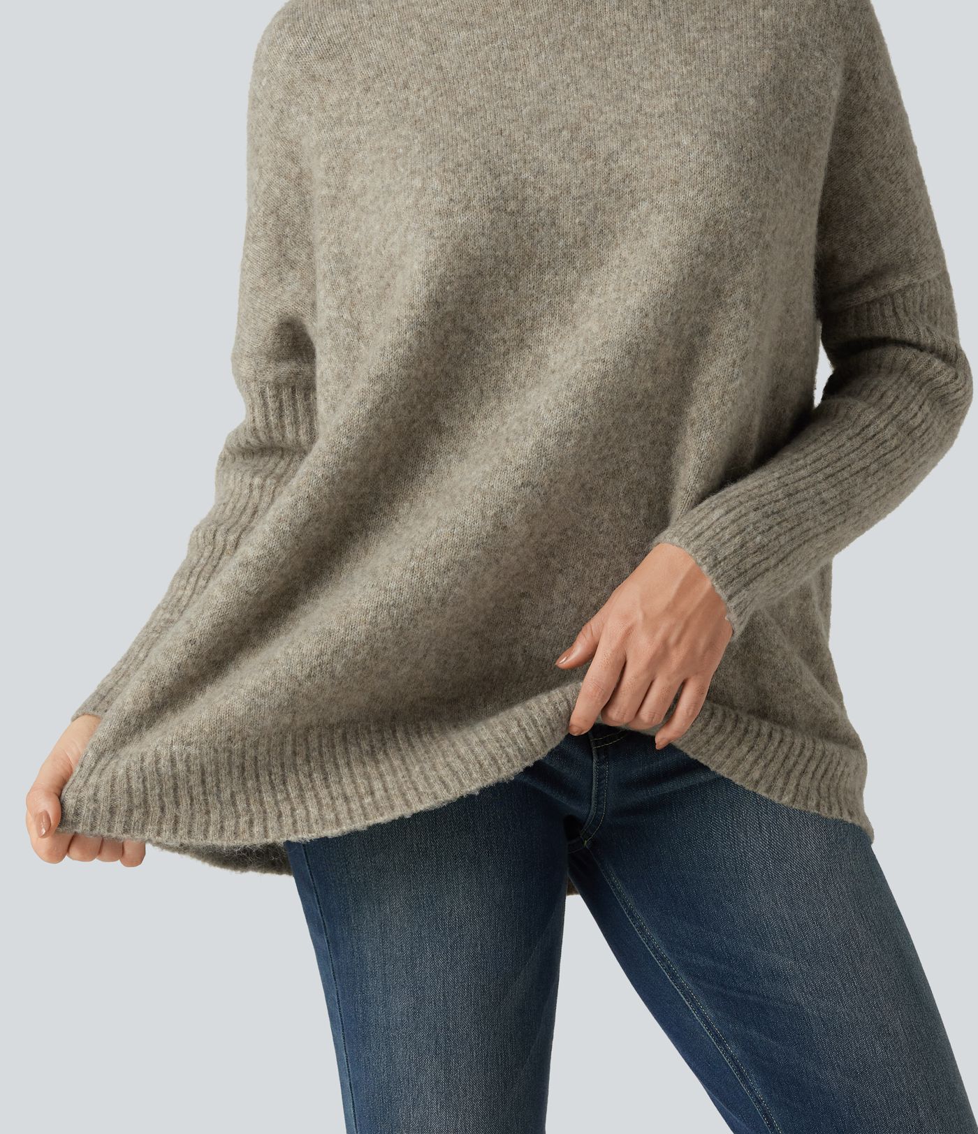 High Neck Long Sleeve Oversized Casual Sweater