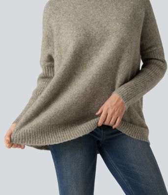 High Neck Long Sleeve Oversized Casual Sweater
