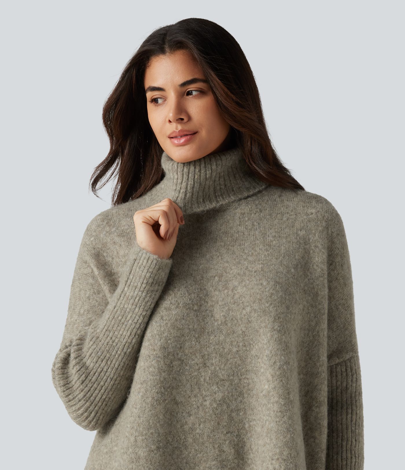 High Neck Long Sleeve Oversized Casual Sweater
