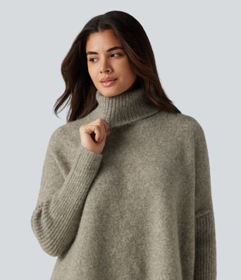 High Neck Long Sleeve Oversized Casual Sweater