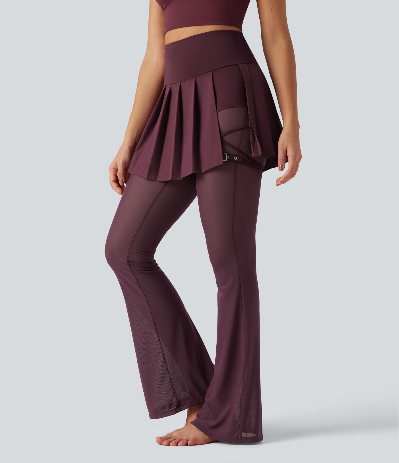 Breezeful™ - Plissierte 2-in-1 Leggings mit Rock mit hohem Bund, mehreren Taschen und Kontrast-Mesh - schnelltrocknend Breezeful™ - Plissierte 2-in-1 Leggings mit Rock mit hohem Bund, mehreren Taschen und Kontrast-Mesh - schnelltrocknend
