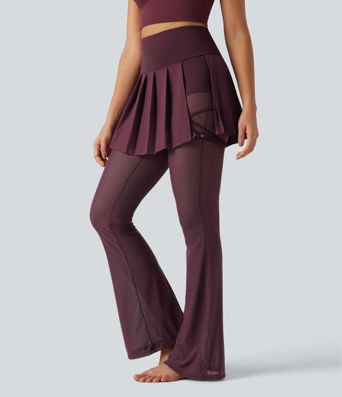 Breezeful™ - Plissierte 2-in-1 Leggings mit Rock mit hohem Bund, mehreren Taschen und Kontrast-Mesh - schnelltrocknend Breezeful™ - Plissierte 2-in-1 Leggings mit Rock mit hohem Bund, mehreren Taschen und Kontrast-Mesh - schnelltrocknend