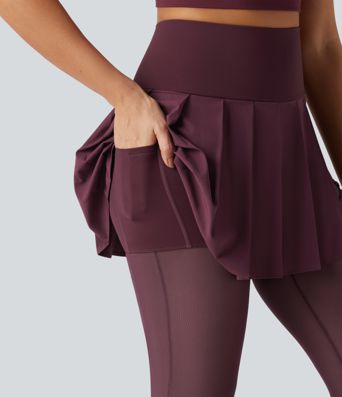 Breezeful™ - Plissierte 2-in-1 Leggings mit Rock mit hohem Bund, mehreren Taschen und Kontrast-Mesh - schnelltrocknend Breezeful™ - Plissierte 2-in-1 Leggings mit Rock mit hohem Bund, mehreren Taschen und Kontrast-Mesh - schnelltrocknend